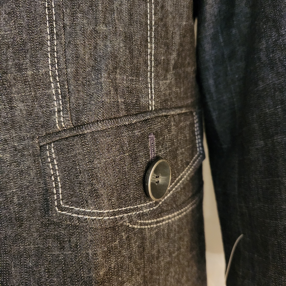Kasper Women's Charcoal Denim Pantsuit Size 16 Business White Topstitch NWT - Picture 8 of 16